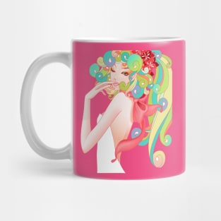 Beautiful Woman With Long Rainbow Hair Mug